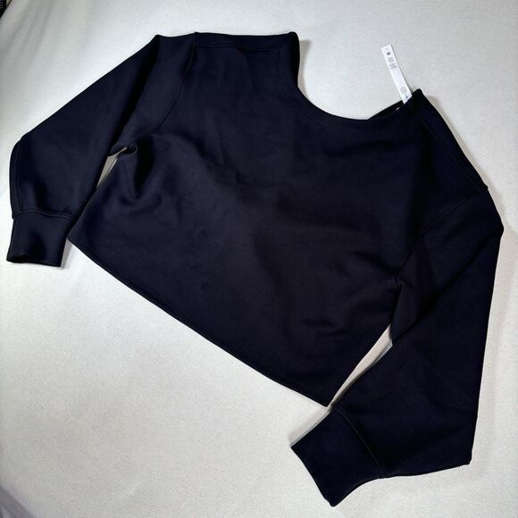 LULULEMON Twist Back-to-Front Pullover Black Sweatshirt Athleisure Crop Sz 6 - Picture 9 of 12